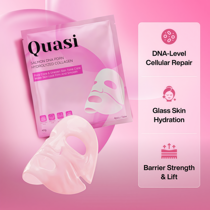 Quasi Salmon PDRN Collagen Mask – Korean Skin care Gel Face Mask for Hydration, Firming & Smoothing Skincare, Collagen Boost & Pore Care – 4 Masks, Non-Irritating, Natural Ingredients